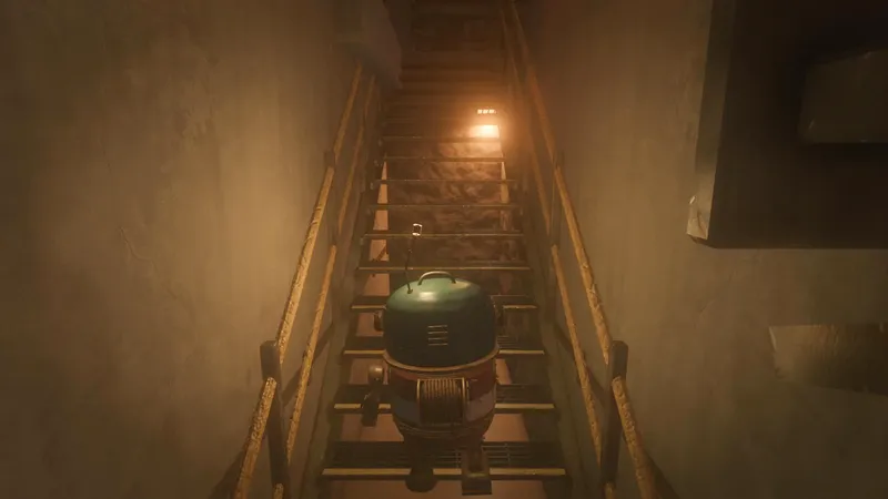 A stair through the dead works of The Line.