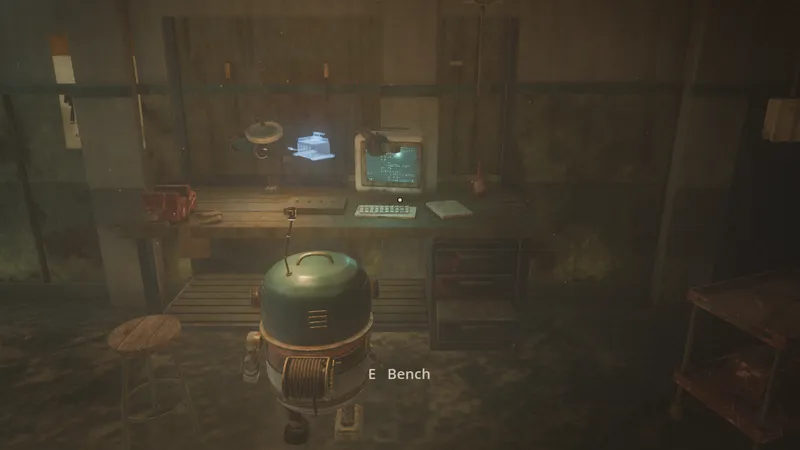 Scrappy at the repair bench.